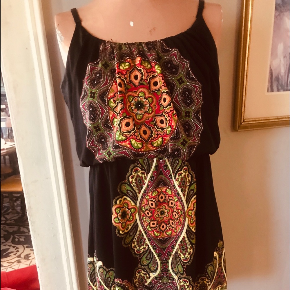Maurices Black and multi colored sun dress